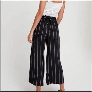 Wilfred Faun Striped Paperbag Pants High Waist Wide‎ Leg Cropped Navy Size M